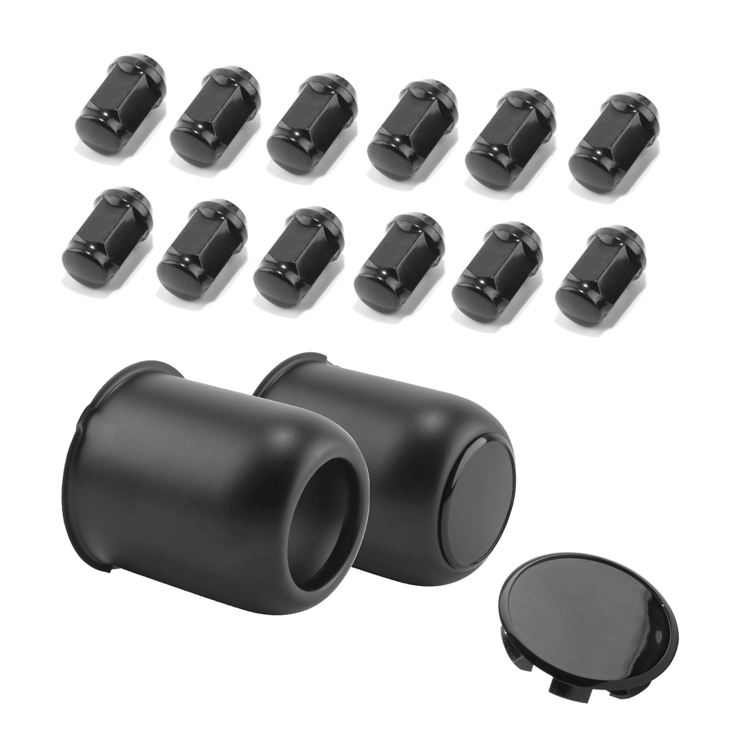 The 5 lug Trailer Stainless Center Cap and Lug Nuts Sets Push Thru Center Caps With Lug Nuts For 3.19" Center Hole For Standard 1/2"-20 60 Degree Diameter Stud.